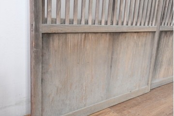 アンティーク建具　裏障子と裏ガラスを組み込んだ格子戸3枚セット　(R-083479)