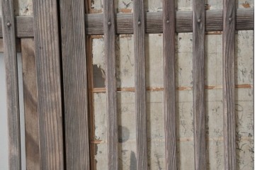 アンティーク建具　裏障子と裏ガラスを組み込んだ格子戸3枚セット　(R-083479)