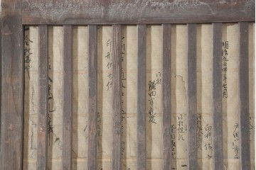 アンティーク建具　裏障子と裏ガラスを組み込んだ格子戸3枚セット　(R-083479)