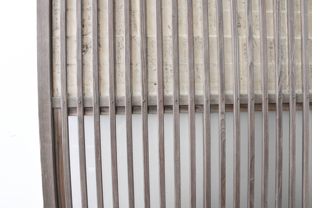 アンティーク建具　裏障子と裏ガラスを組み込んだ格子戸3枚セット　(R-083479)