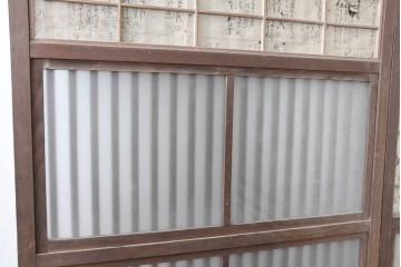 アンティーク建具　裏障子と裏ガラスを組み込んだ格子戸3枚セット　(R-083479)