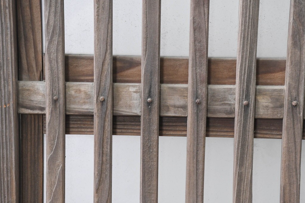 アンティーク建具　裏障子と裏ガラスを組み込んだ格子戸3枚セット　(R-083479)