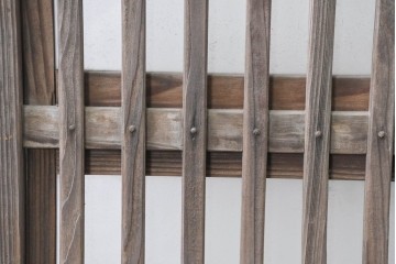 アンティーク建具　裏障子と裏ガラスを組み込んだ格子戸3枚セット　(R-083479)