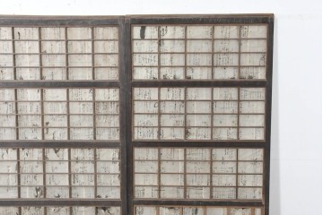 アンティーク建具　明治期　味わいのある木味の裏障子付き格子戸3枚セット　(R-083480)