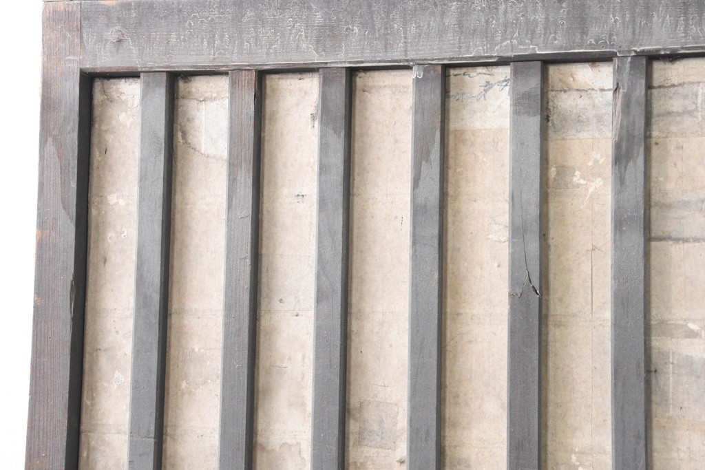 アンティーク建具　明治期　味わいのある木味の裏障子付き格子戸3枚セット　(R-083480)