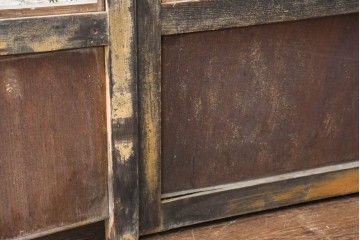 アンティーク建具　明治期　味わいのある木味の裏障子付き格子戸3枚セット　(R-083480)