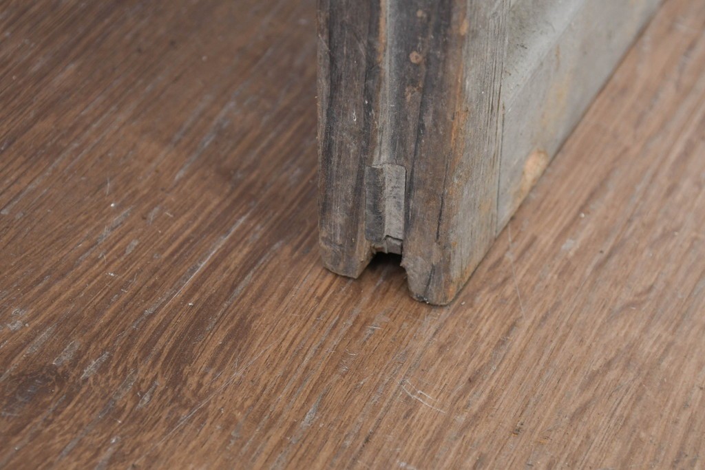 アンティーク建具　明治期　味わいのある木味の裏障子付き格子戸3枚セット　(R-083480)