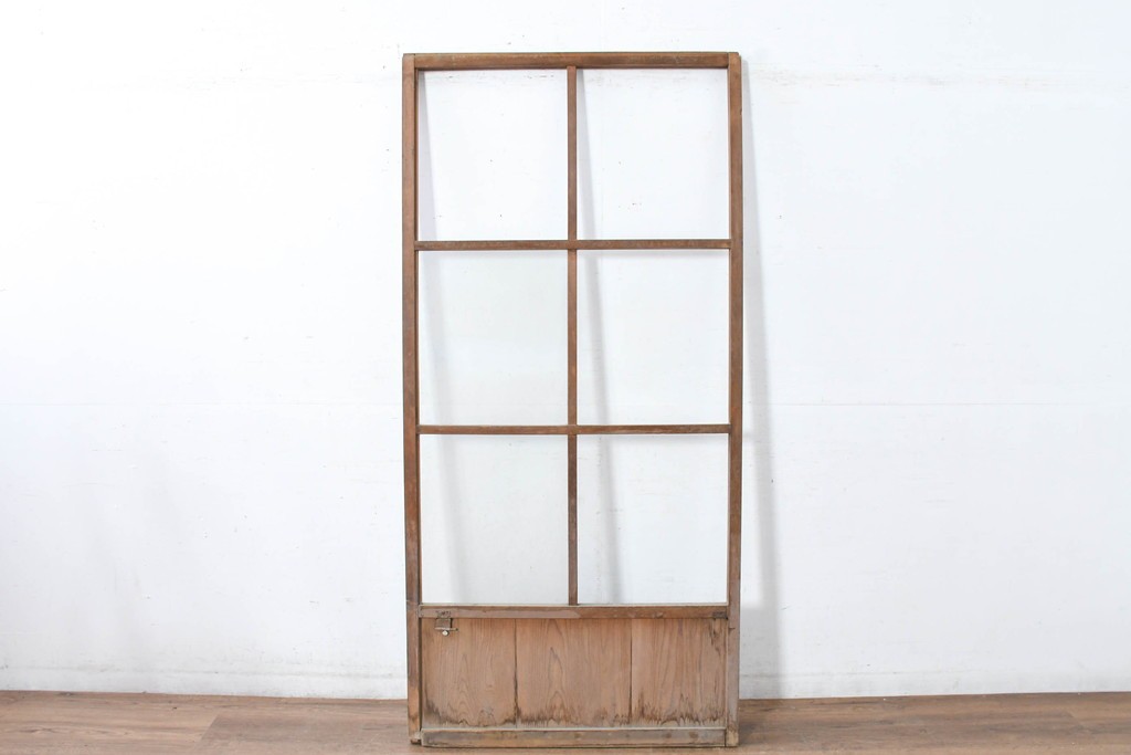 アンティーク建具　昭和初期　ガラス面を大きくとった素朴な引き戸1枚　(R-083482)