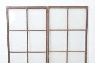 アンティーク建具　使い込まれた風合いが味わい深いガラス戸2枚セット(引き戸)(R-083483)