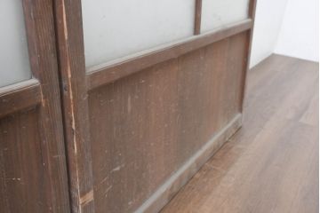 アンティーク建具　使い込まれた風合いが味わい深いガラス戸2枚セット(引き戸)(R-083483)