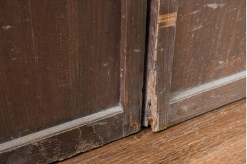 アンティーク建具　使い込まれた風合いが味わい深いガラス戸2枚セット(引き戸)(R-083483)