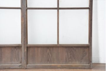 アンティーク建具　古民家風　風情ある格子デザインのガラス戸2枚セット(引き戸、ガラス戸)(R-083484)