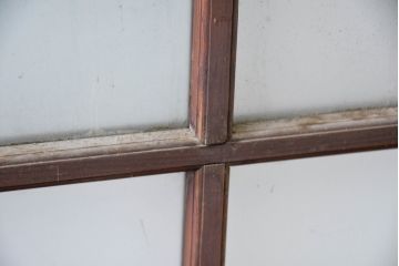 アンティーク建具　古民家風　風情ある格子デザインのガラス戸2枚セット(引き戸、ガラス戸)(R-083484)