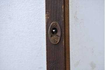 アンティーク建具　古民家風　風情ある格子デザインのガラス戸2枚セット(引き戸、ガラス戸)(R-083484)