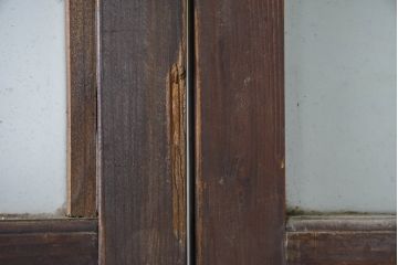 アンティーク建具　古民家風　風情ある格子デザインのガラス戸2枚セット(引き戸、ガラス戸)(R-083484)