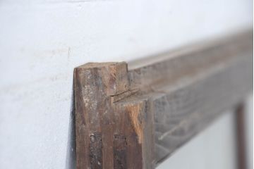 アンティーク建具　古民家風　風情ある格子デザインのガラス戸2枚セット(引き戸、ガラス戸)(R-083484)