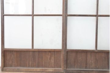 アンティーク建具　味わい深い風合いが懐かしさを感じるガラス戸3枚セット(引き戸)(R-083485)