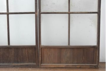アンティーク建具　味わい深い風合いが懐かしさを感じるガラス戸3枚セット(引き戸)(R-083485)