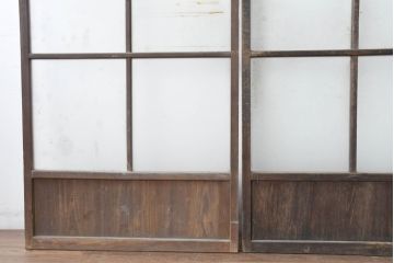 アンティーク建具　味わい深い風合いが懐かしさを感じるガラス戸3枚セット(引き戸)(R-083485)