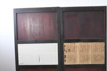 アンティーク建具　明治大正期　重厚な木枠の障子帯戸3枚セット　(R-083491)
