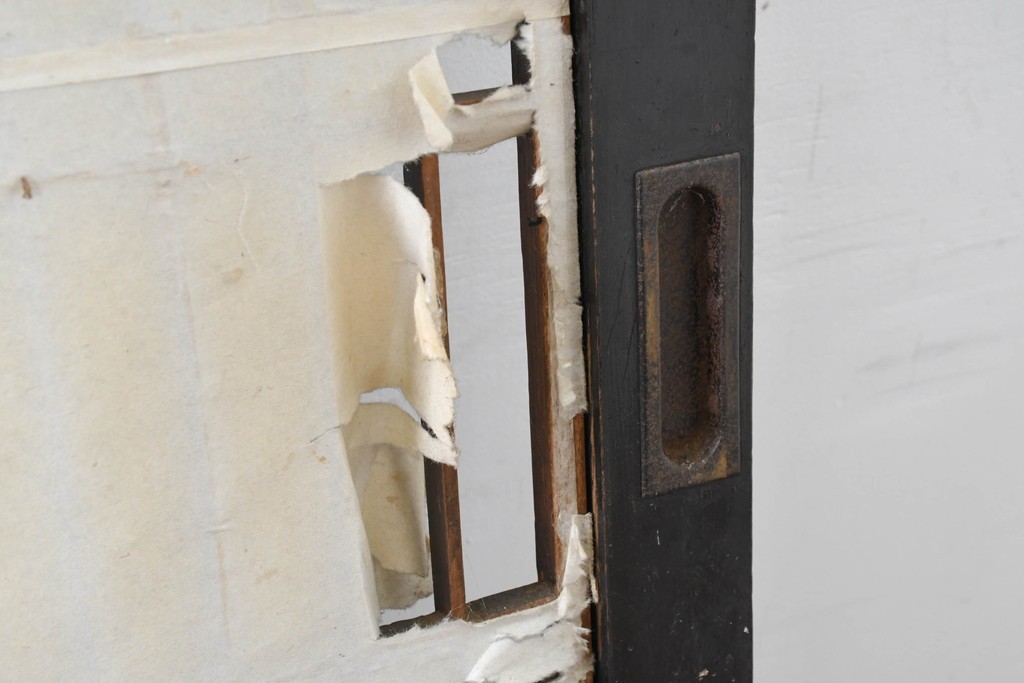 アンティーク建具　明治大正期　重厚な木枠の障子帯戸3枚セット　(R-083491)