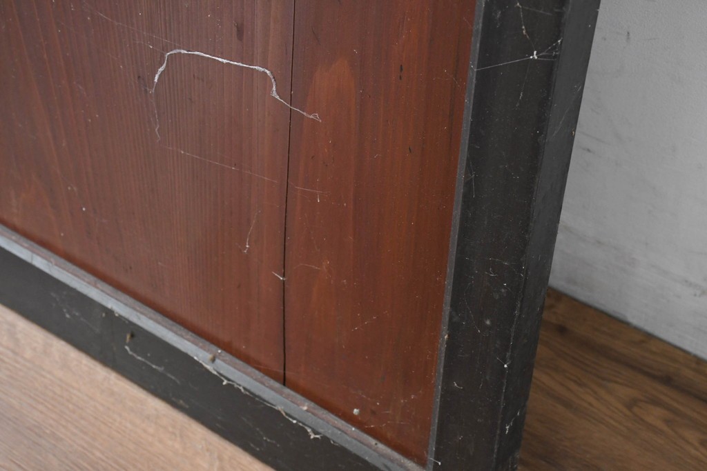 アンティーク建具　明治大正期　重厚な木枠の障子帯戸3枚セット　(R-083491)