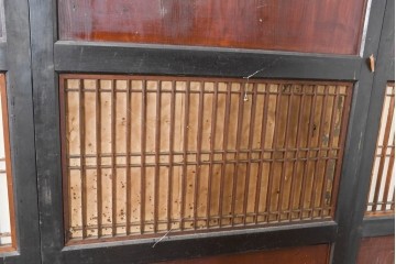アンティーク建具　明治大正期　重厚な木枠の障子帯戸3枚セット　(R-083491)