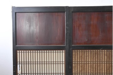 アンティーク建具　明治大正期　重厚な木枠の障子帯戸3枚セット　(R-083491)