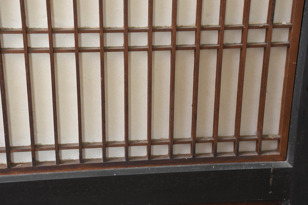 アンティーク建具　明治大正期　重厚な木枠の障子帯戸3枚セット　(R-083491)