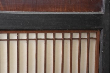 アンティーク建具　明治大正期　重厚な木枠の障子帯戸3枚セット　(R-083491)