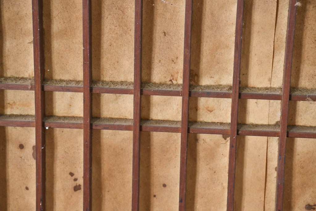 アンティーク建具　明治大正期　重厚な木枠の障子帯戸3枚セット　(R-083491)