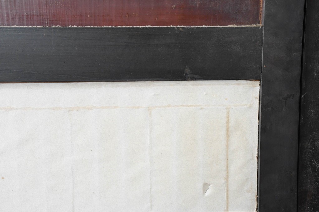 アンティーク建具　明治大正期　重厚な木枠の障子帯戸3枚セット　(R-083491)