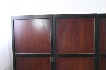 アンティーク建具　明治大正期　重厚な木枠の板戸4枚セット　(R-083492)