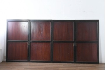 アンティーク建具　明治大正期　重厚な木枠の板戸4枚セット　(R-083492)