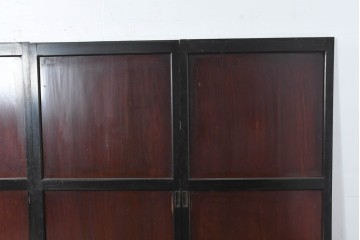 アンティーク建具　明治大正期　重厚な木枠の板戸4枚セット　(R-083492)