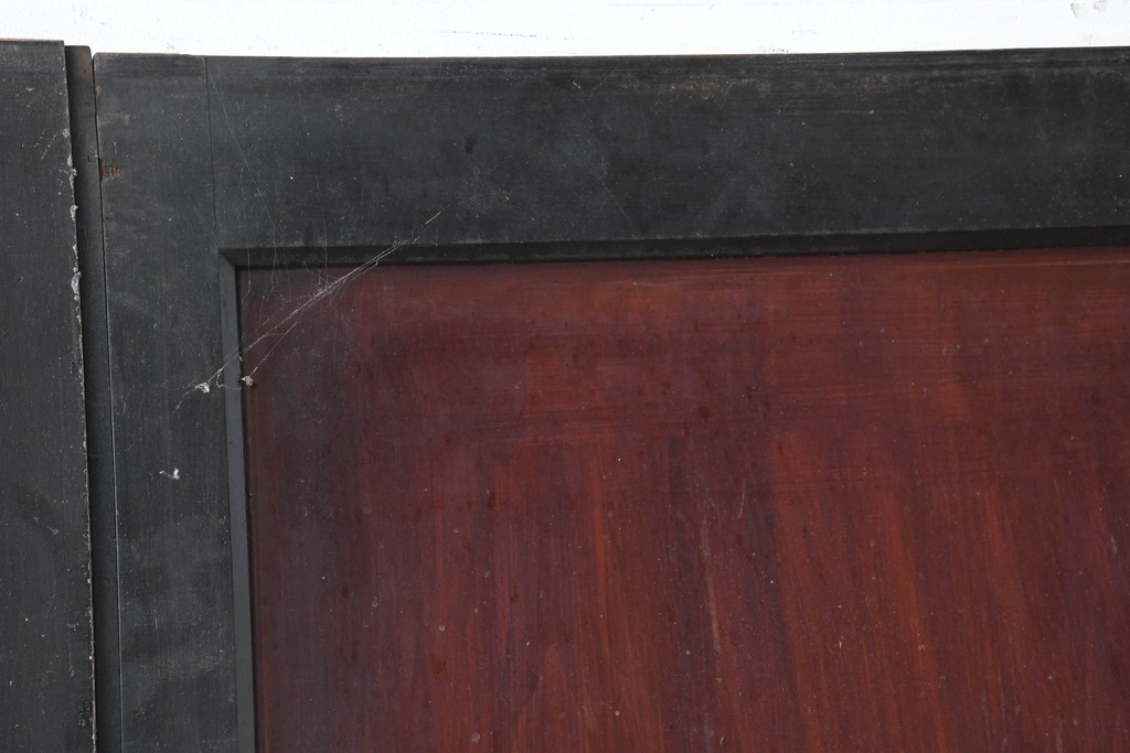 アンティーク建具　明治大正期　重厚な木枠の板戸4枚セット　(R-083492)