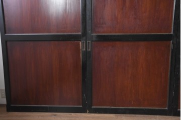 アンティーク建具　明治大正期　重厚な木枠の板戸4枚セット　(R-083492)