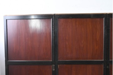 アンティーク建具　明治大正期　重厚な木枠の板戸4枚セット　(R-083492)
