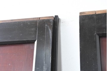 アンティーク建具　明治大正期　重厚な木枠の板戸4枚セット　(R-083492)