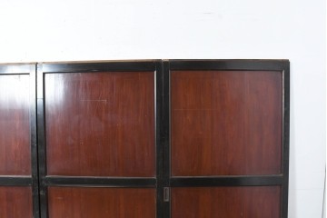 アンティーク建具　明治大正期　重厚な木枠の板戸4枚セット　(R-083492)