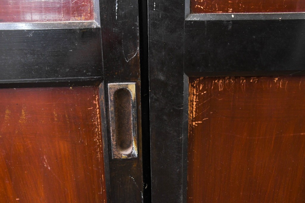 アンティーク建具　明治大正期　重厚な木枠の板戸4枚セット　(R-083492)