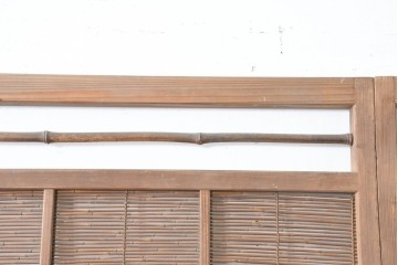 ヴィンテージ建具　昭和中期　涼し気な格子組みの夏戸2枚セット　(R-083493)