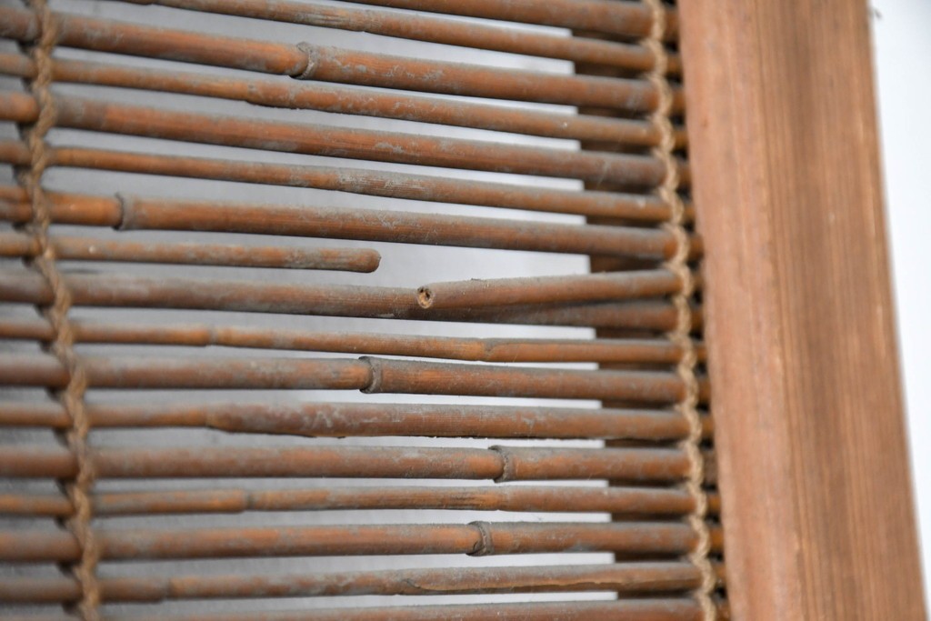 ヴィンテージ建具　昭和中期　涼し気な格子組みの夏戸2枚セット　(R-083493)