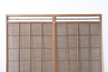 ヴィンテージ建具　昭和中期　涼し気な格子組みの夏戸2枚セット　(R-083493)