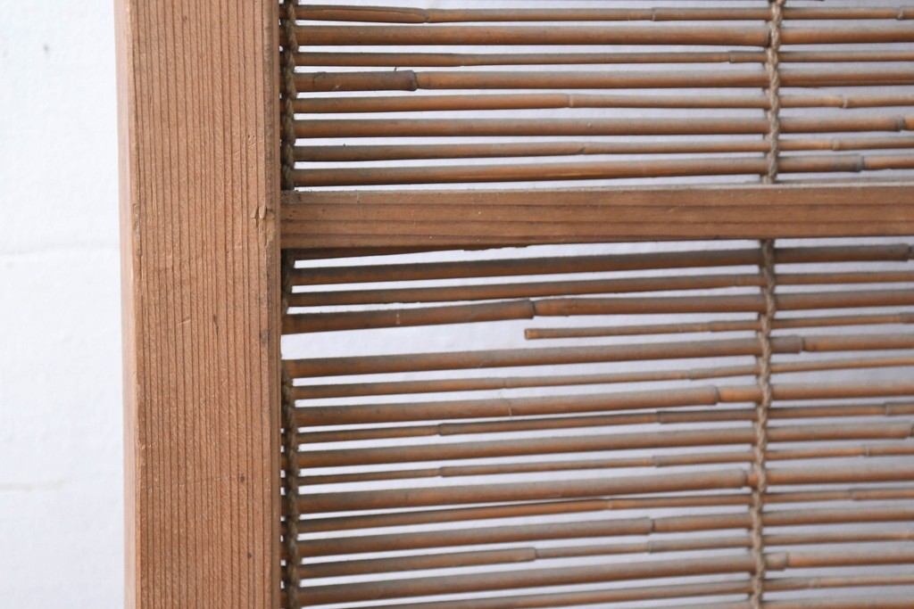 ヴィンテージ建具　昭和中期　涼し気な格子組みの夏戸2枚セット　(R-083493)