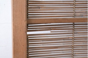 ヴィンテージ建具　昭和中期　涼し気な格子組みの夏戸2枚セット　(R-083493)