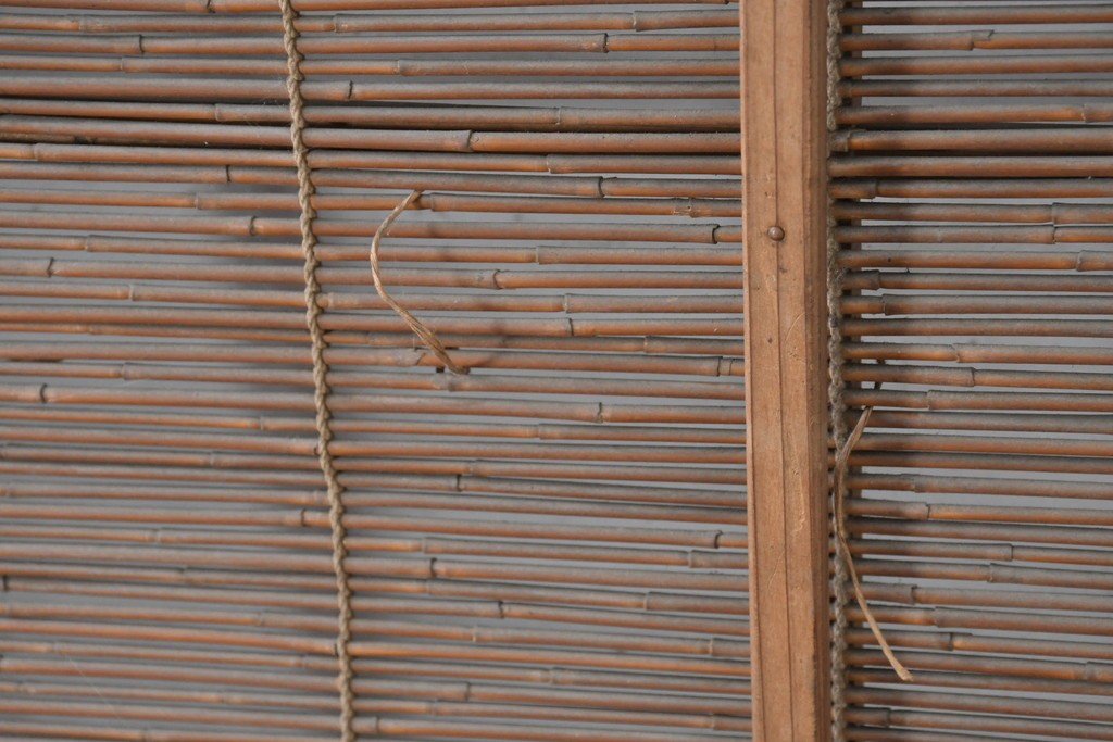 ヴィンテージ建具　昭和中期　涼し気な格子組みの夏戸2枚セット　(R-083493)