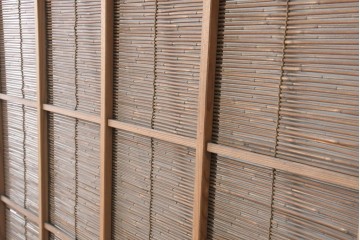 ヴィンテージ建具　昭和中期　涼し気な格子組みの夏戸2枚セット　(R-083493)