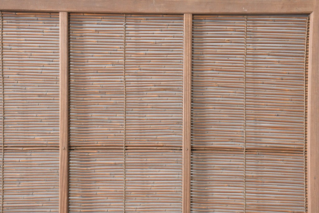 ヴィンテージ建具　昭和中期　涼し気な格子組みの夏戸2枚セット　(R-083493)