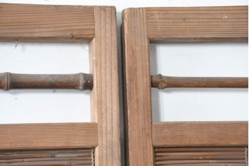 ヴィンテージ建具　昭和中期　涼し気な格子組みの夏戸3枚セット　(R-083495)